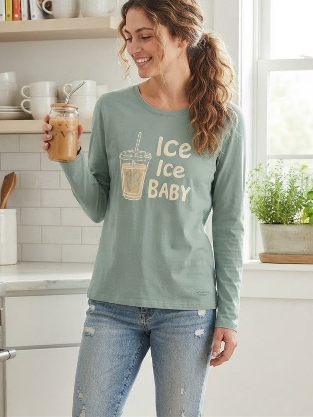 Life Is Good Sage Green 'Ice Ice Baby' Long Sleeve Tee